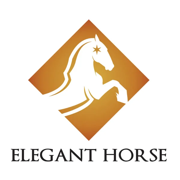 Elegante Golden Diamond Prancing Cavalo Logo Template — Vetor de Stock