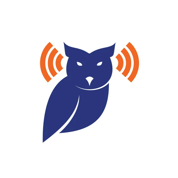 Sova pták noc bezdrátové radarový signál, Symbol — Stockový vektor