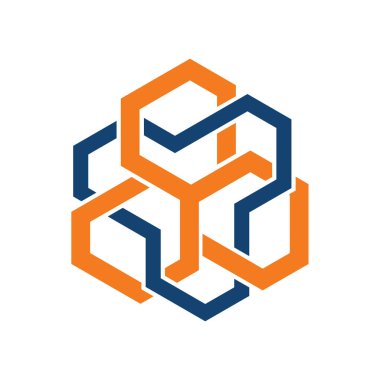 Soyut altıgen bağlantılı zinciri labirent labirent Logo şablonu
