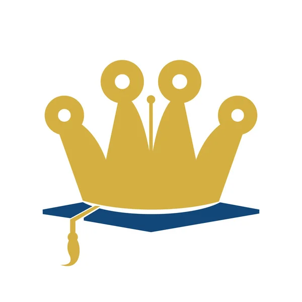 Illustration de logo de stylo de chapeau de couronne de graduation d'éducation — Image vectorielle