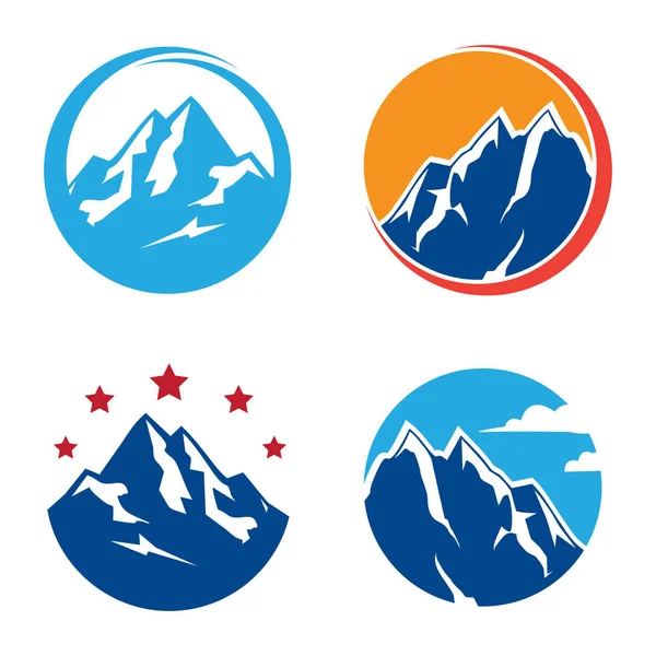 Набор логотипов High Mountain Peak Circle Logo — стоковый вектор