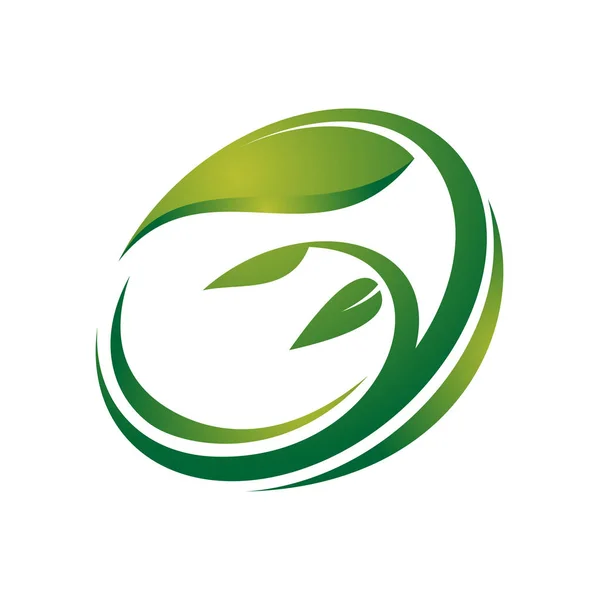 Modello di icona con logo a foglia biologica verde — Vettoriale Stock