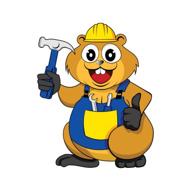 Kunduz Builder marangoz çimento sevimli çizgi film karakteri