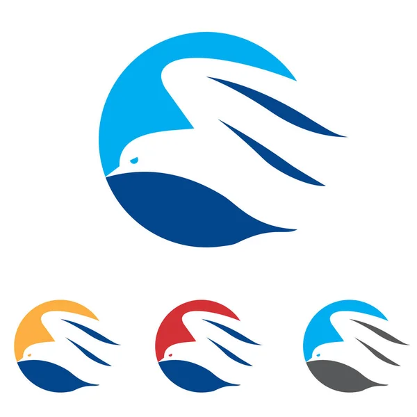 Elegante modello astratto del logo dell'uccello volante del cerchio — Vettoriale Stock