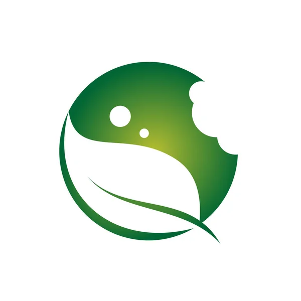 Cerchio verde natura foglia cibo morso Eco Simbolo — Vettoriale Stock