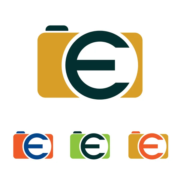 E 카메라 간단한 그림 사진 로고 아이콘 — 스톡 벡터