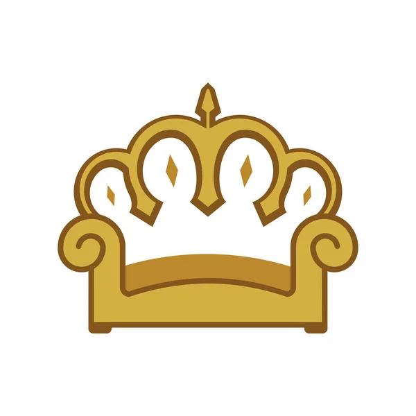 Király korona otthon arany bútor kanapé üléses — Stock Vector
