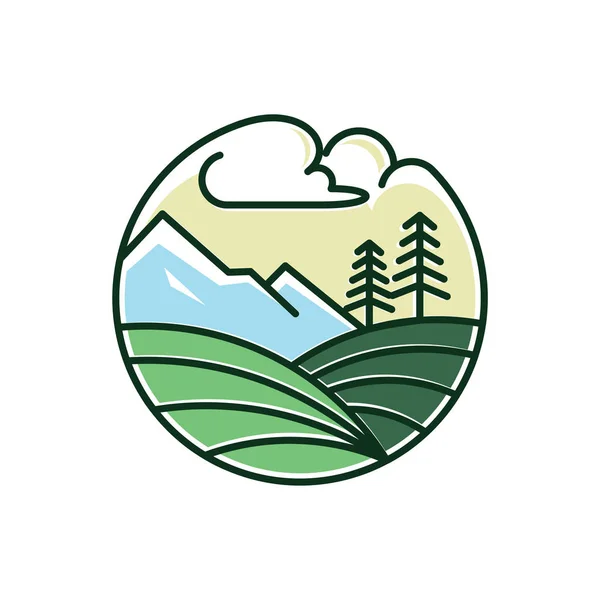 Elegant Valley Mountain Nature Line Logo Template
