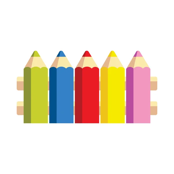 創造的な芸術色鉛筆フェンス子供図面イラスト — ストックベクタ