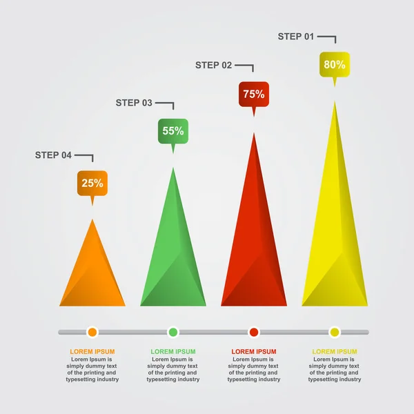 Sávdiagramon diagram háromszög piramis statisztikai üzleti Infographic — Stock Vector
