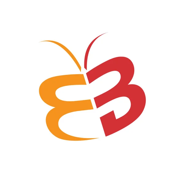 B Carta - Abstrato borboleta mosca logotipo símbolo —  Vetores de Stock