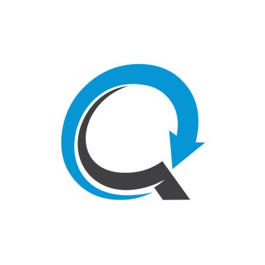 Q Letter Circle ok basit Iş logosu simgesi