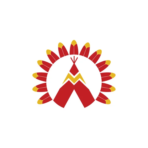 Sioux indio americano tipi y plumas de águila — Vector de stock