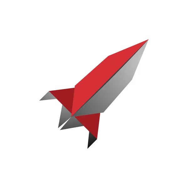 Raket Origami Space Craft vliegtuig lancering Logo afbeelding — Stockvector