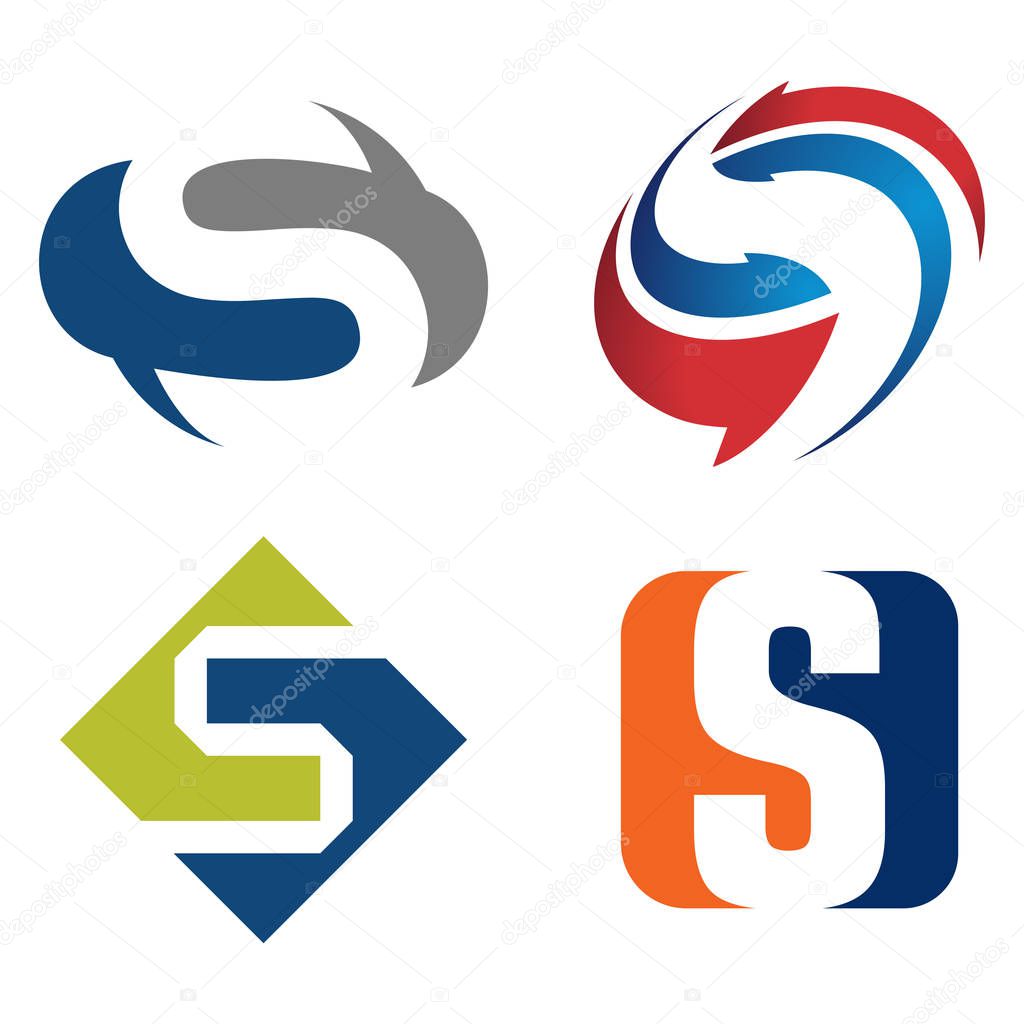S Letter Interactive Sharing Abstract Logo Set