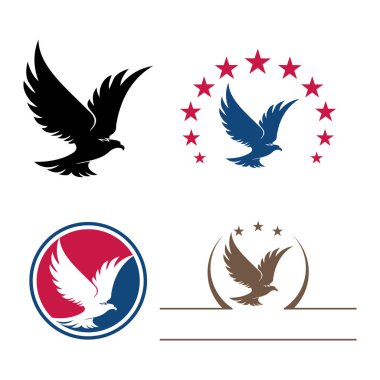 Logo sembol paket kümesi uçan kartal yıldız kuş