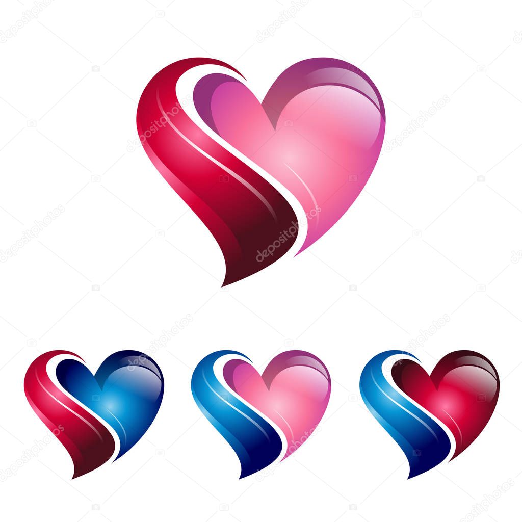 Cool Luxury 3D Heart Care Clinic Logo Icon