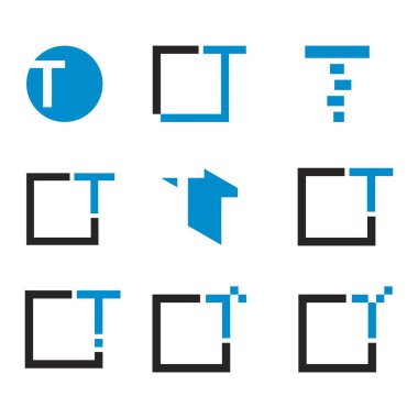 T harfi işareti sembolü Logo toplama izole ayarla