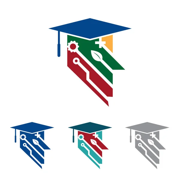 Casquillo de graduación Tallo de sombrero Éxito Ilustración del logotipo del estudiante — Archivo Imágenes Vectoriales