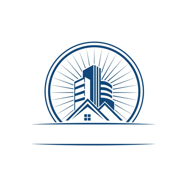 Ilustración de símbolo de marca de emblema de edificio alto de casa — Archivo Imágenes Vectoriales