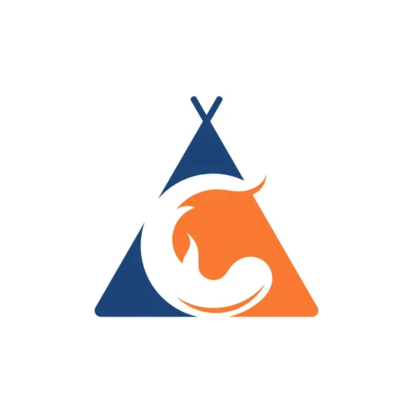 Fuoco Triangolo Camping Tenda Simbolo Avventura logo — Vettoriale Stock