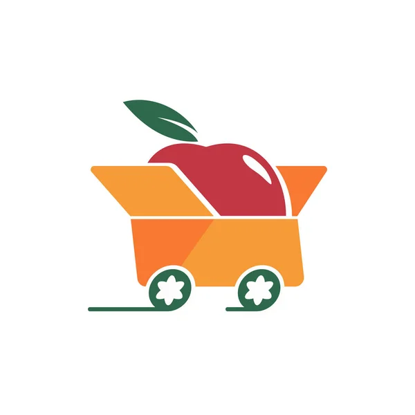 Szybkie świeże jabłko owoce usługi dostarczania samochodów logo — Wektor stockowy