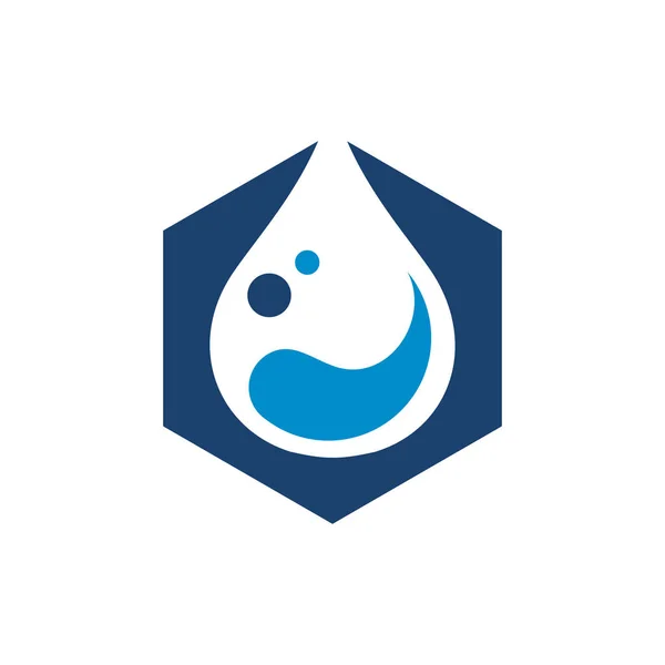 Plantilla de logotipo simple de gota de agua dulce hexagonal — Vector de stock