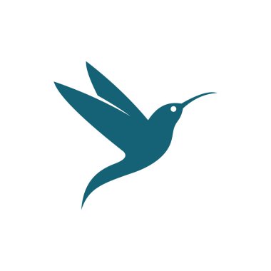 Basit uçan Hummingbird Colibri düz logo sembolü