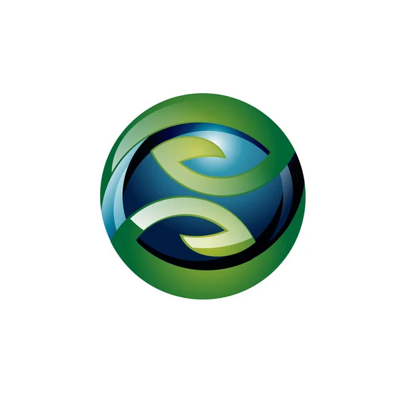 3D Tecnologia Moderna Verde Natureza Ecologia Logo — Vetor de Stock