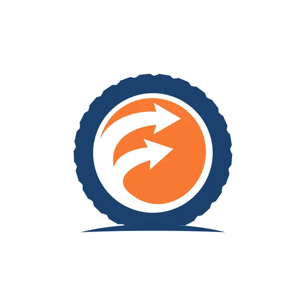 F lettera freccia cerchio pneumatico ruota logo semplice — Vettoriale Stock