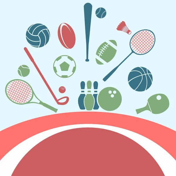 Bal en sport apparatuur achtergrond platte illustratie — Stockvector