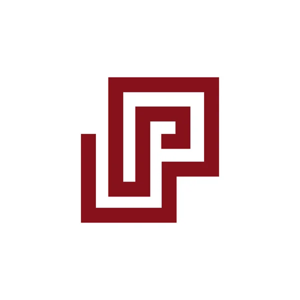 Labyrint doolhof abstract P brief lijn logo sjabloon — Stockvector
