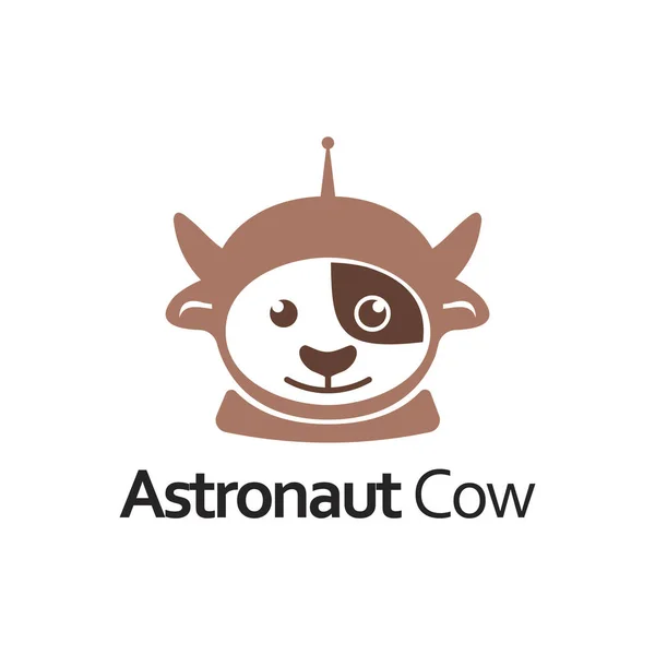 Cute astronauta krowy maskotka charakter Cartoon logo — Wektor stockowy