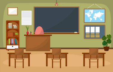 Okul sınıf Iç Oda Blackboard mobilya düz tasarım vector