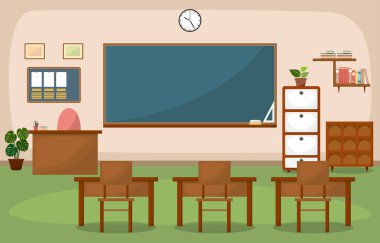 Okul sınıf Iç Oda Blackboard mobilya düz tasarım vector