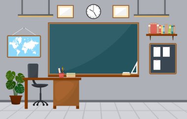 Okul sınıf Iç Oda Blackboard mobilya düz tasarım vector