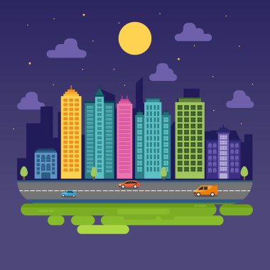 Şehir Cityscape Skyline Landmark bina trafik sokak Illustration