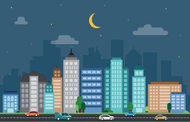 Şehir Cityscape Skyline Landmark bina trafik sokak Illustration