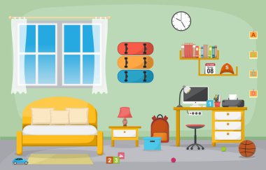 Öğrenci Çalışma Masası Yatak Odası Mobilya Odası Daire Tasarımı