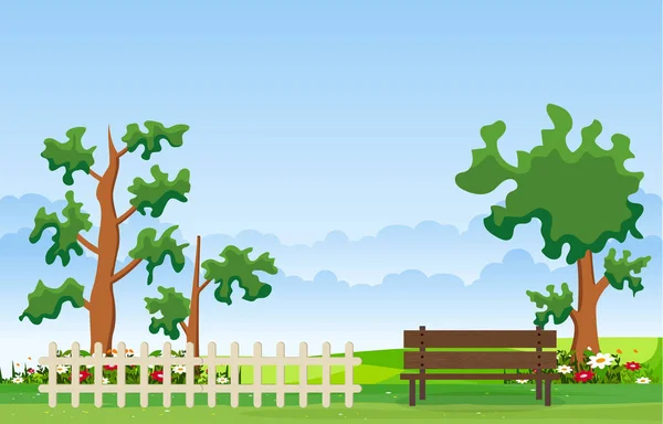 Sommer forår grøn dal frisk himmel udendørs landskab illustration – Stock-vektor