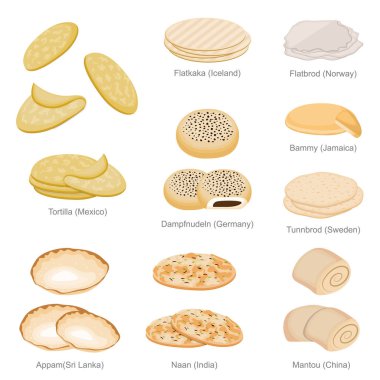 Tortilla Naan Dampfnudeln ve Meşhur Ülkeler Kümesi