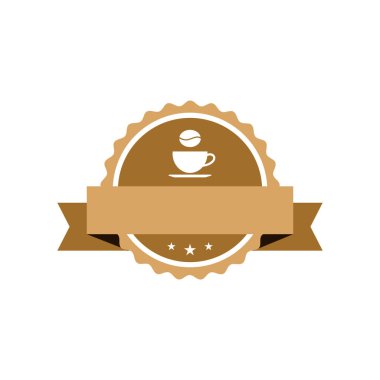 Coffee Cafe Shop Zarif Amblem Sticker Şablonu