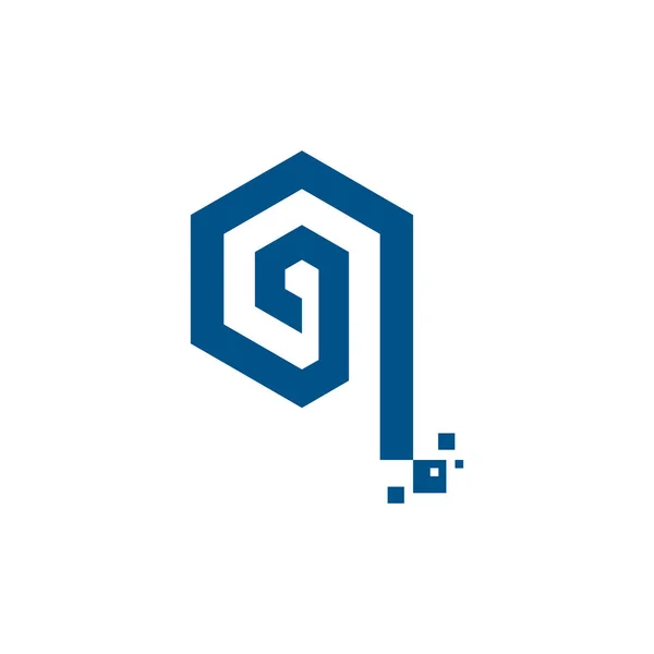 Digitális Q Letter számítógép Hexagon digitális technológia logo — Stock Vector
