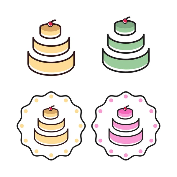 Logo simple d'emblème de gâteau de cerise d'anniversaire — Image vectorielle