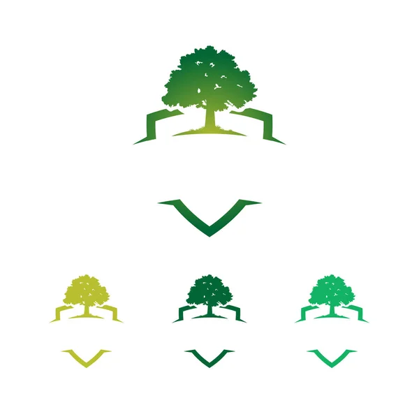 Strong verde distintivo scudo quercia logo modello — Vettoriale Stock