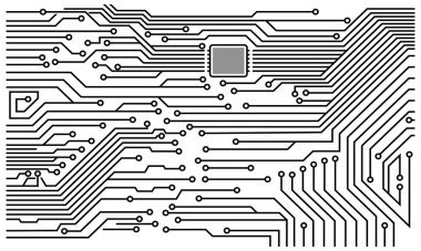 İşlemci Vektör İllüstrasyonlu Elektronik Devre Kartı