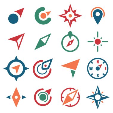 Yön Kümesini Bulmak ve Bulmak Için Pusula Logo Simge Simgesi