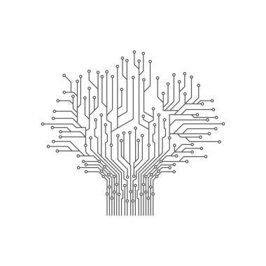 Soyut Ağaç Elektronik Baskılı Devre Kartı Vektör İllüstrasyon