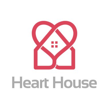 Love House Heart Home Care Emlak Logo İllüstrasyon