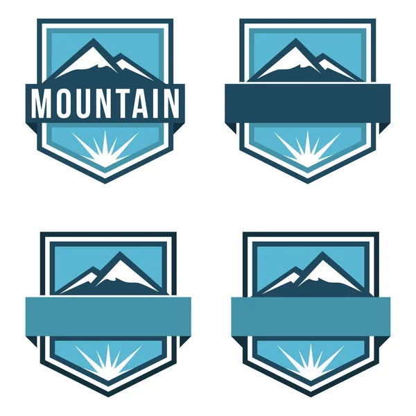 Modèle de logo emblème de bouclier de montagne premium cool — Image vectorielle